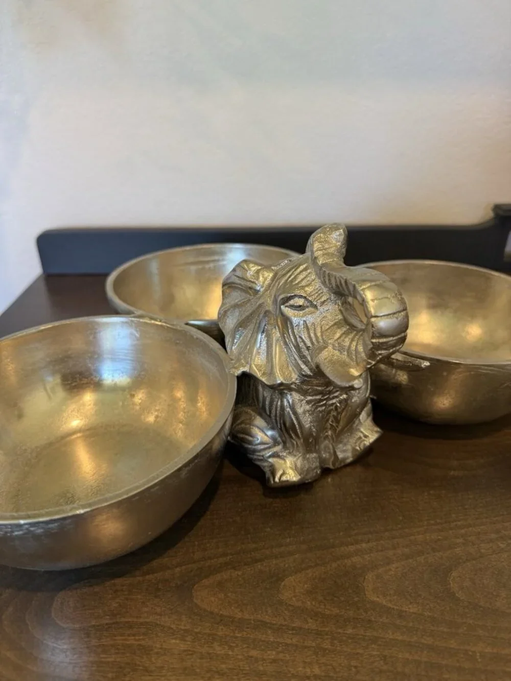 3 Bowl Server Elephant Metal Aluminum by Aspen Home